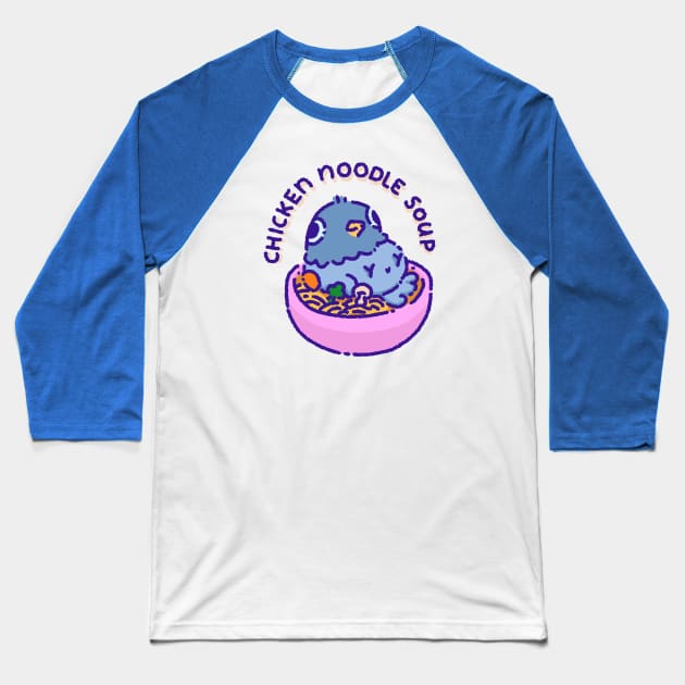 Pigeons sitting in a bowl of hot soup Baseball T-Shirt by Tinyarts